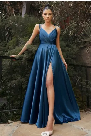 Flows Satin Bridesmaid’s Dress with Slit