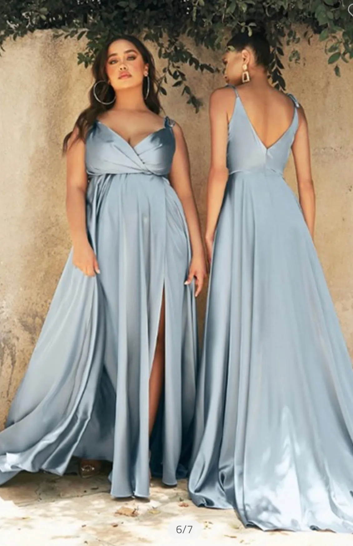 Flows Satin Bridesmaid’s Dress with Slit