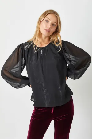 flowy glitter chiffon blouse