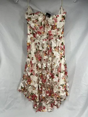 Flowy Lace Back Bow Dress Floral Strapless Mini Dress Beach Cover X-Large Day