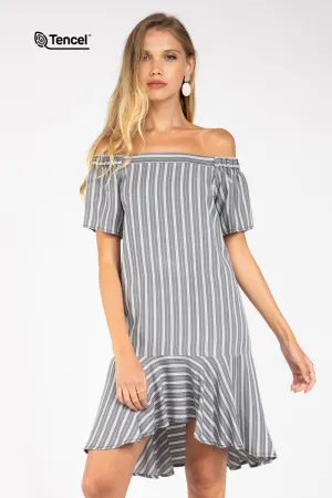 Flowy Striped Off-Shoulder Tencel™ Dress