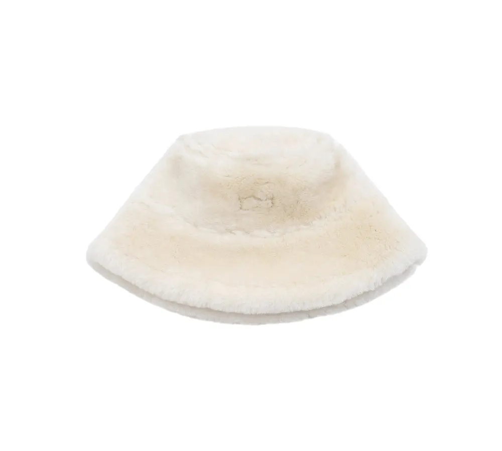 Fluffy Sheepskin Wool Bucket Stacea Hat