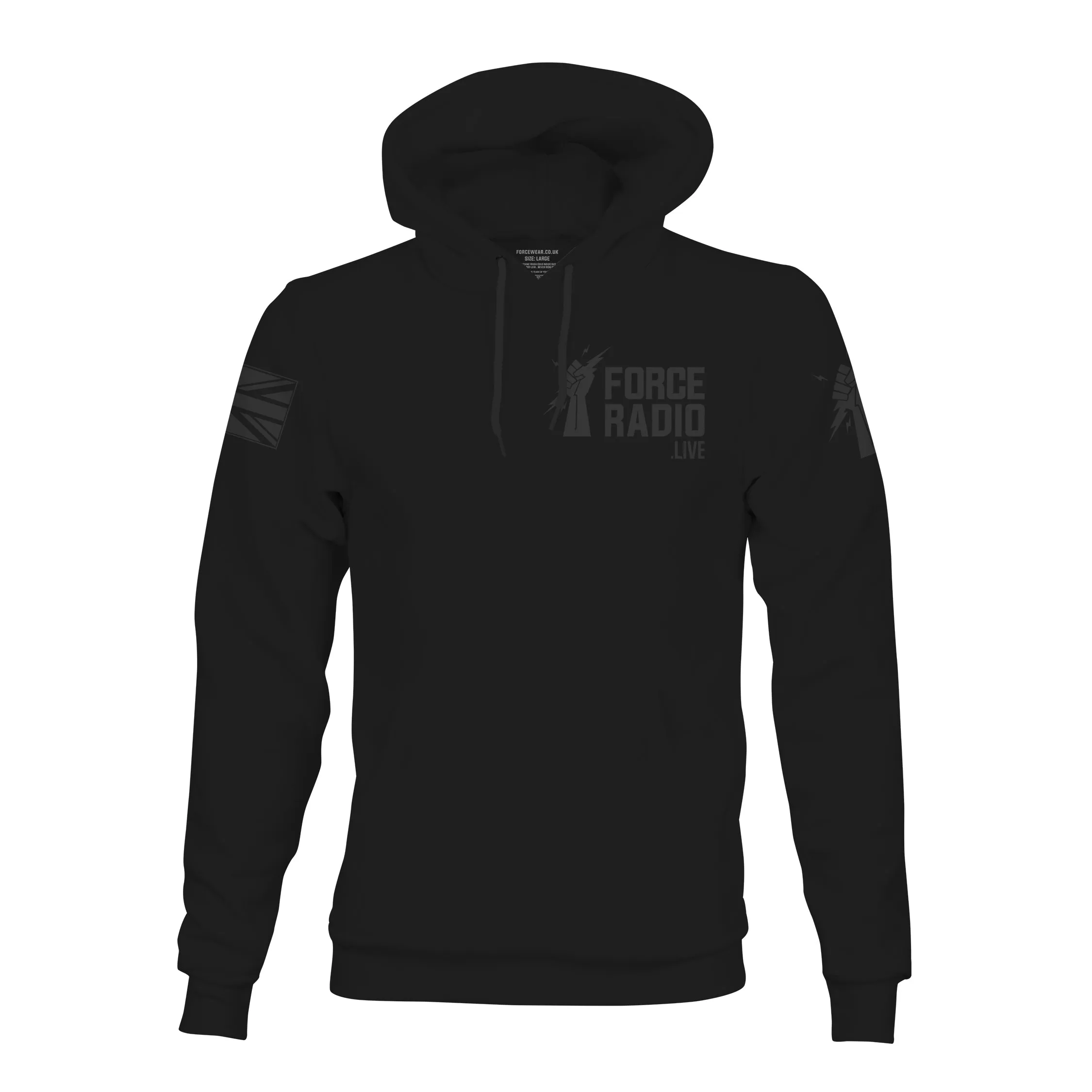 FORCE RADIO.LIVE GREY TAG HOODIE