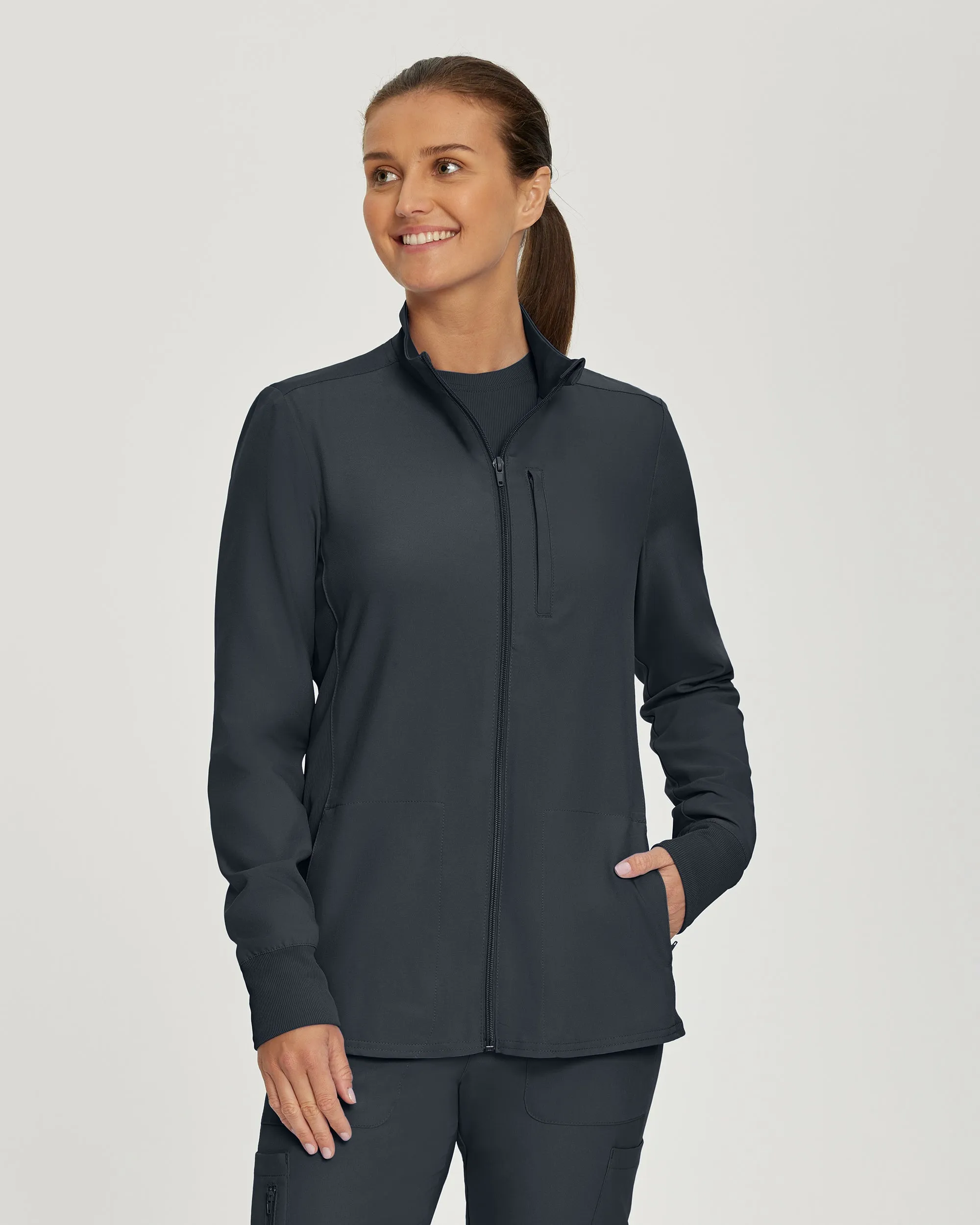 Forward LJ700 Women's 3 Pocket Scrub Jacket Pewter
