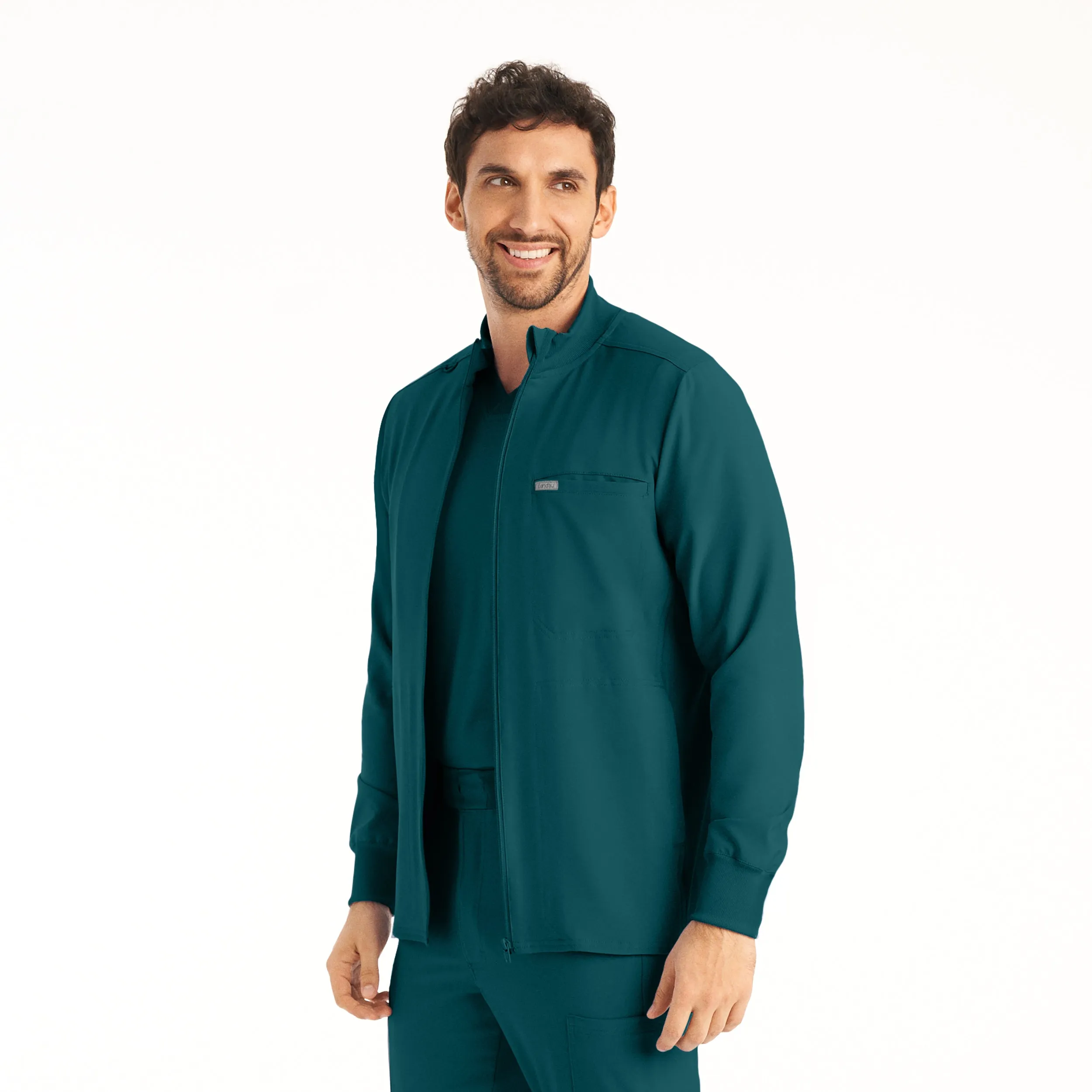 Forward LJ703 Men's 3 Pocket Scrub Jacket Caribbean