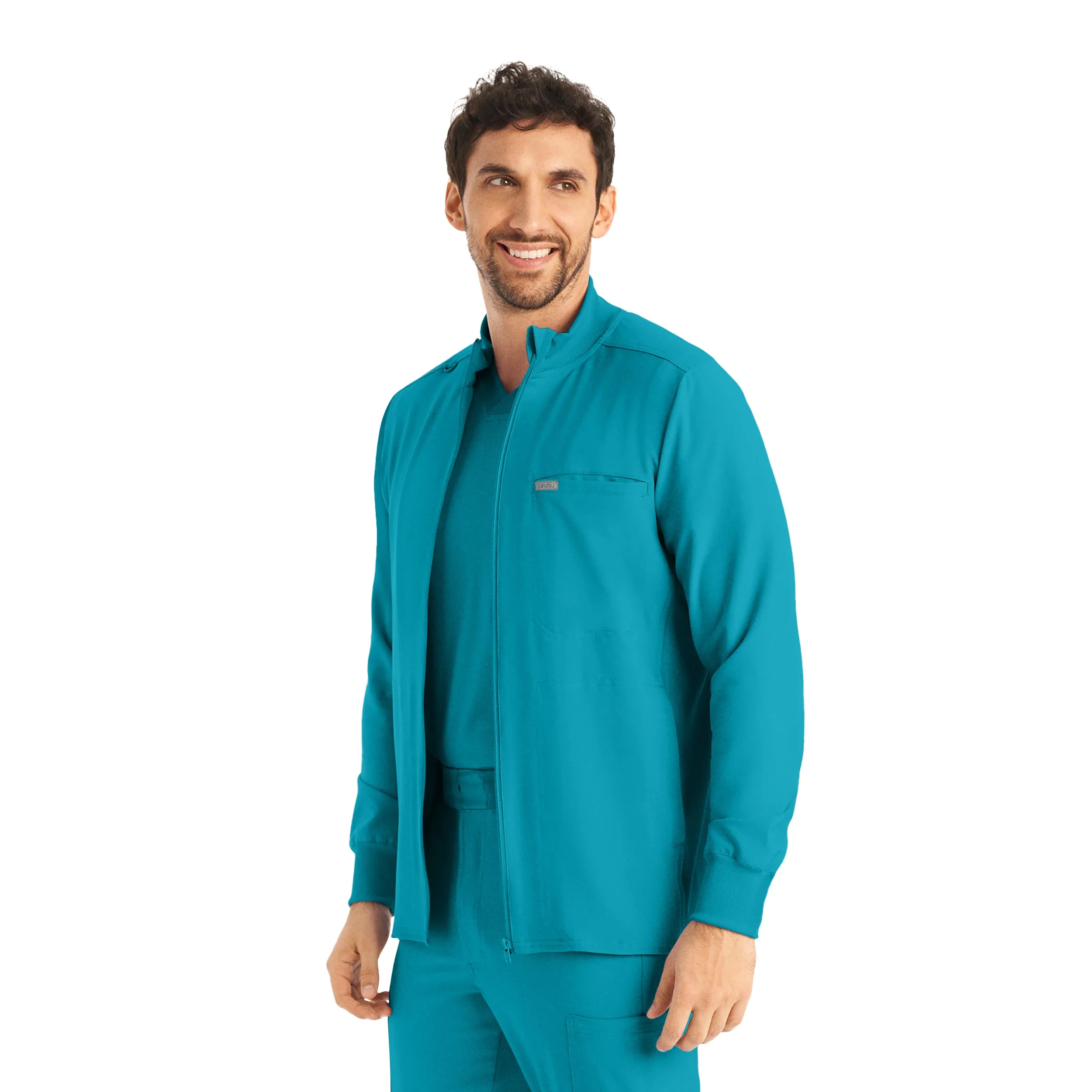 Forward LJ703 Men's 3 Pocket Scrub Jacket Teal