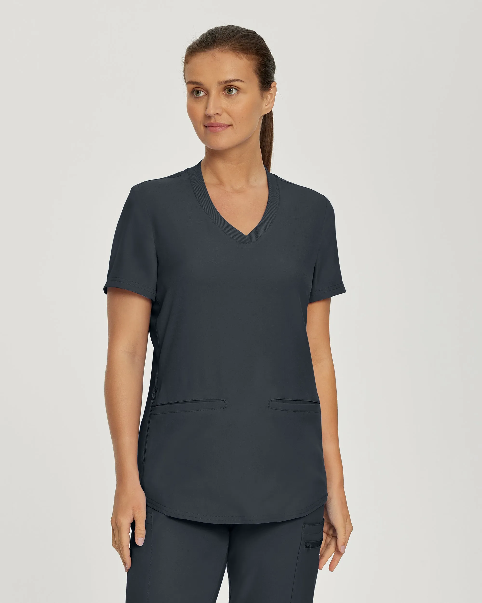 Forward LT100 Women's 3 Pocket V Neck Scrub Top Pewter