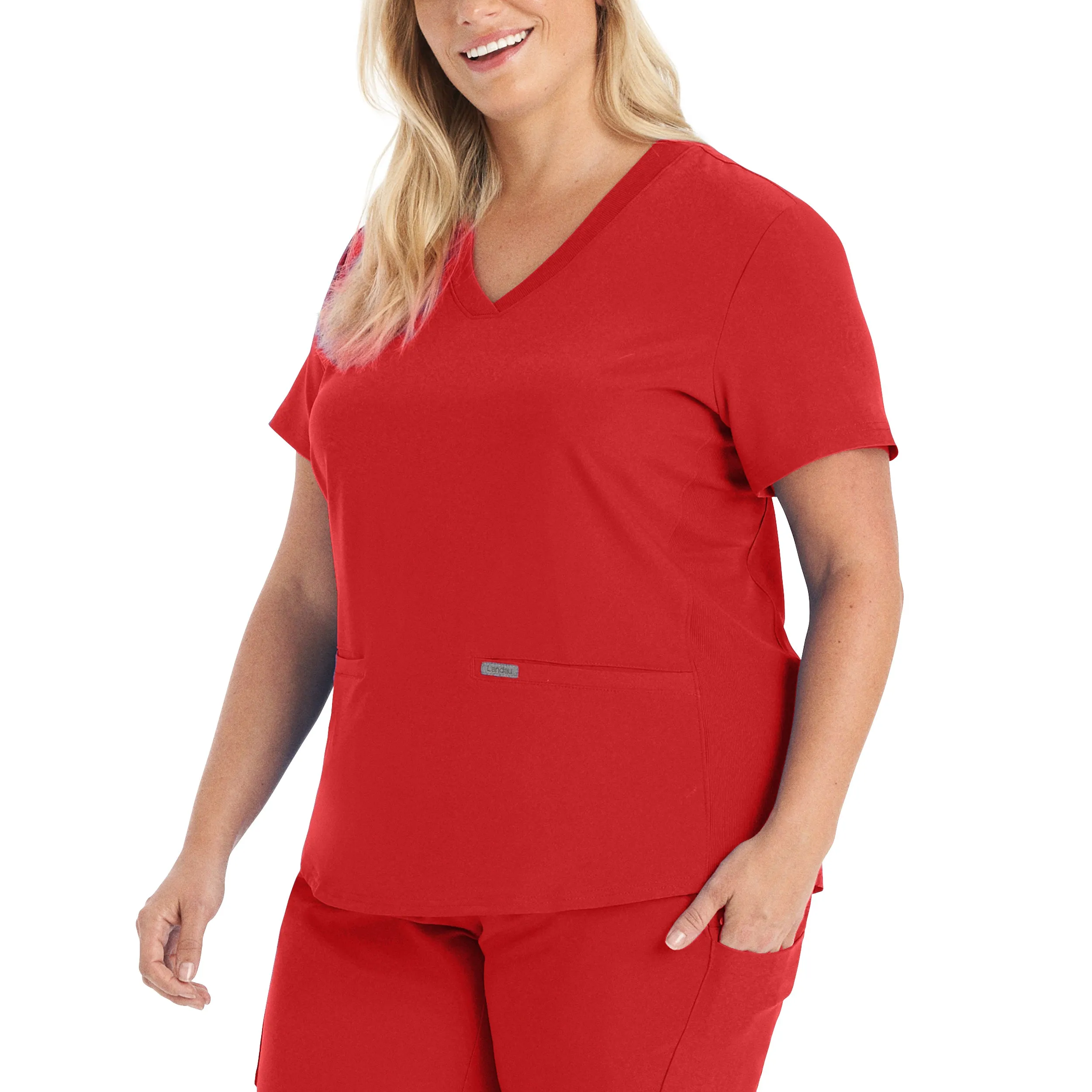 Forward LT100 Women's 3 Pocket V Neck Scrub Top Red