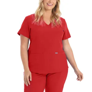Forward LT100 Women's 3 Pocket V Neck Scrub Top Red