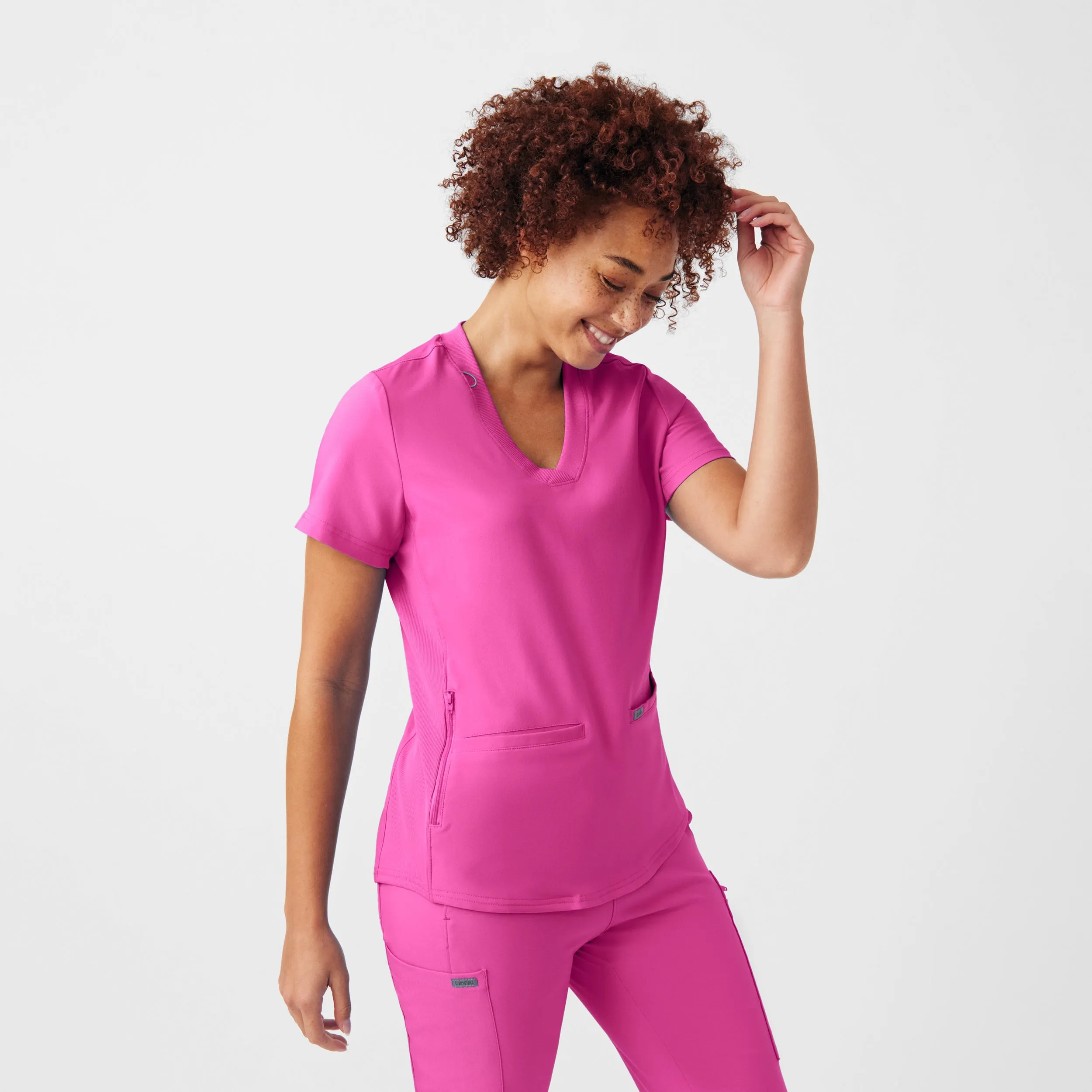 Forward LT100 Women's 3 Pocket V Neck Scrub Top Rose Violet
