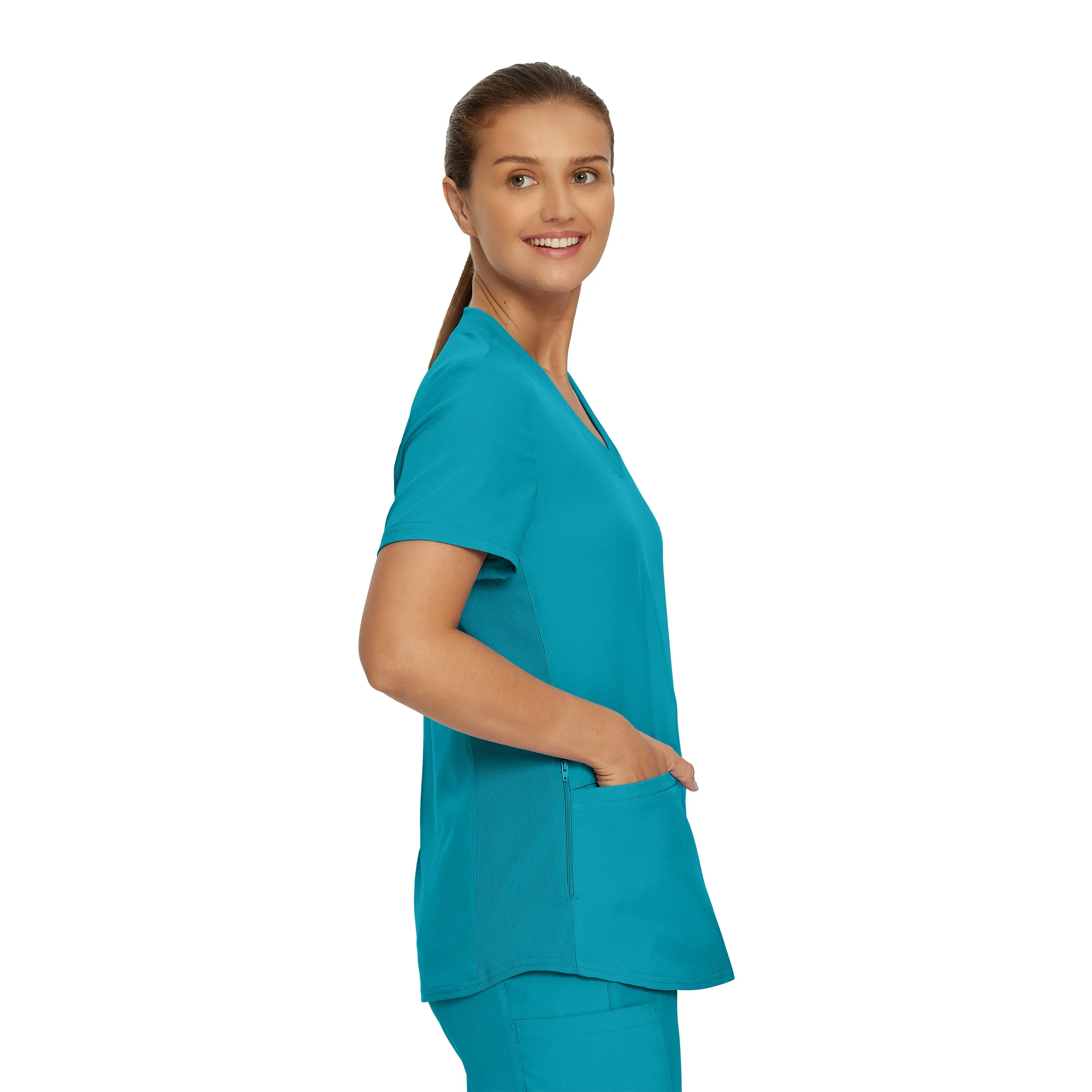 Forward LT100 Women's 3 Pocket V Neck Scrub Top Teal