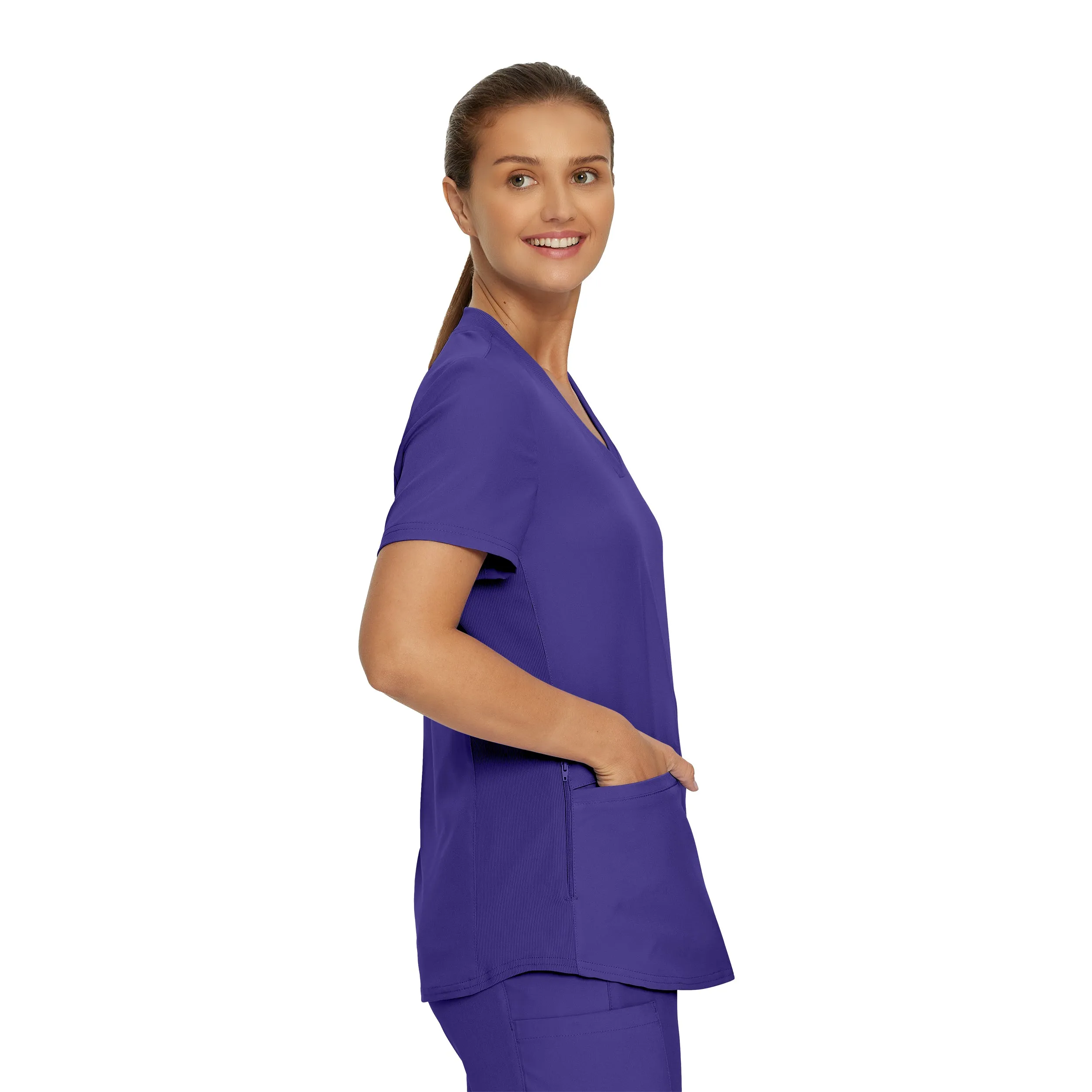 Forward LT100 Women's 3 Pocket V Neck Scrub Top Ultra Violet