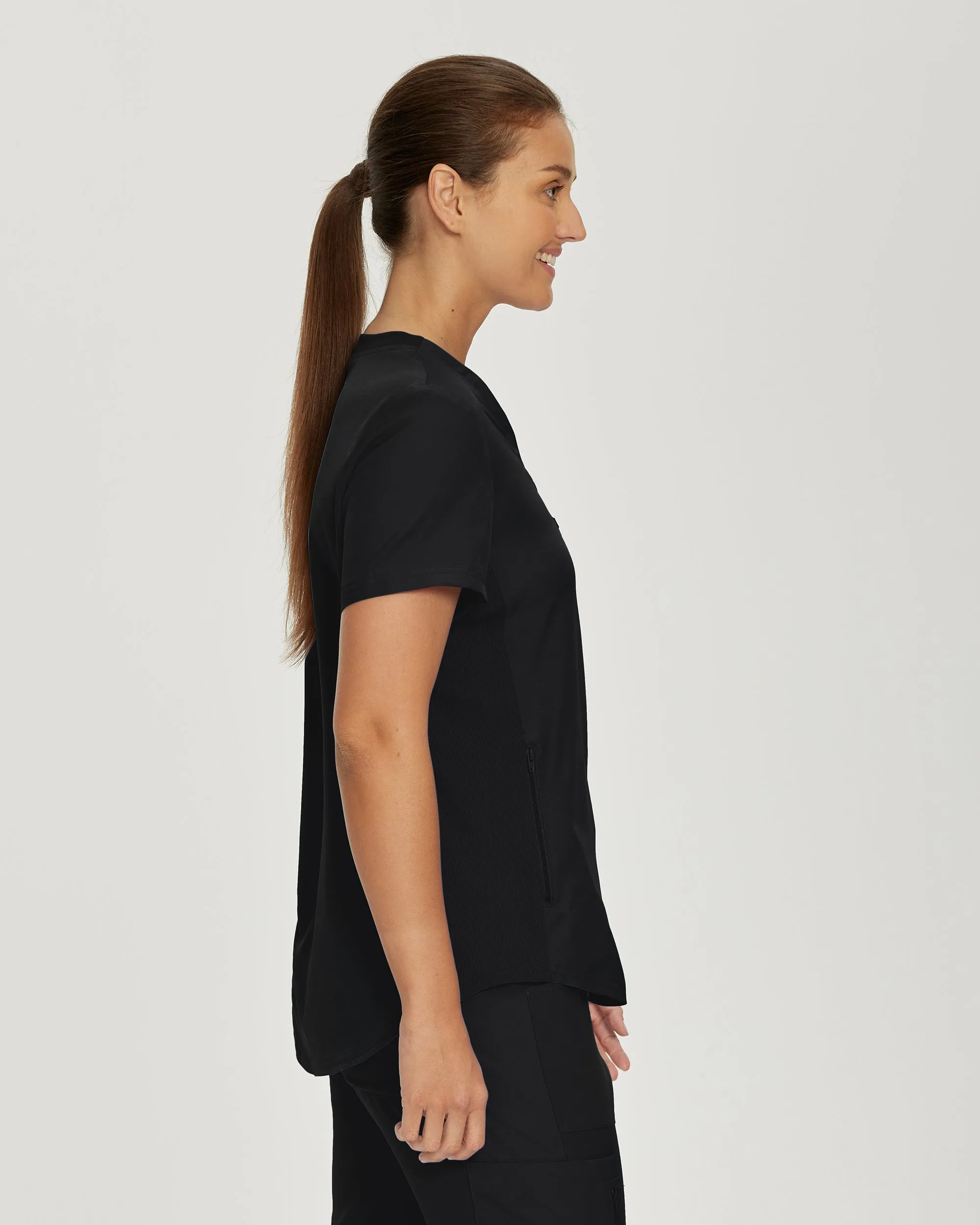 Forward LT101 Women's 2 Pocket V Neck Scrub Top Black