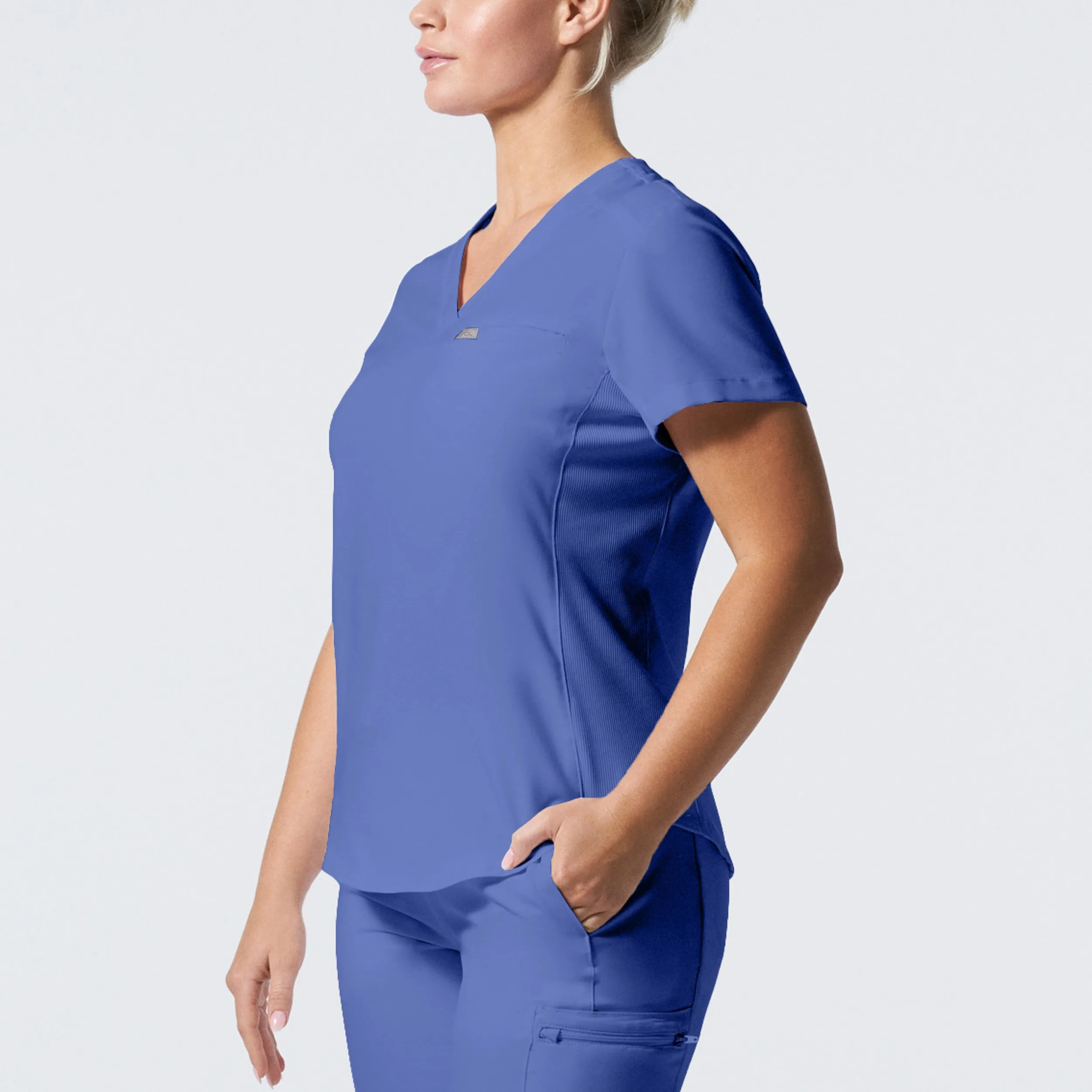 Forward LT101 Women's 2 Pocket V Neck Scrub Top Ceil Blue