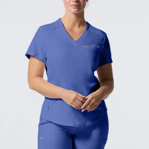 Forward LT101 Women's 2 Pocket V Neck Scrub Top Ceil Blue