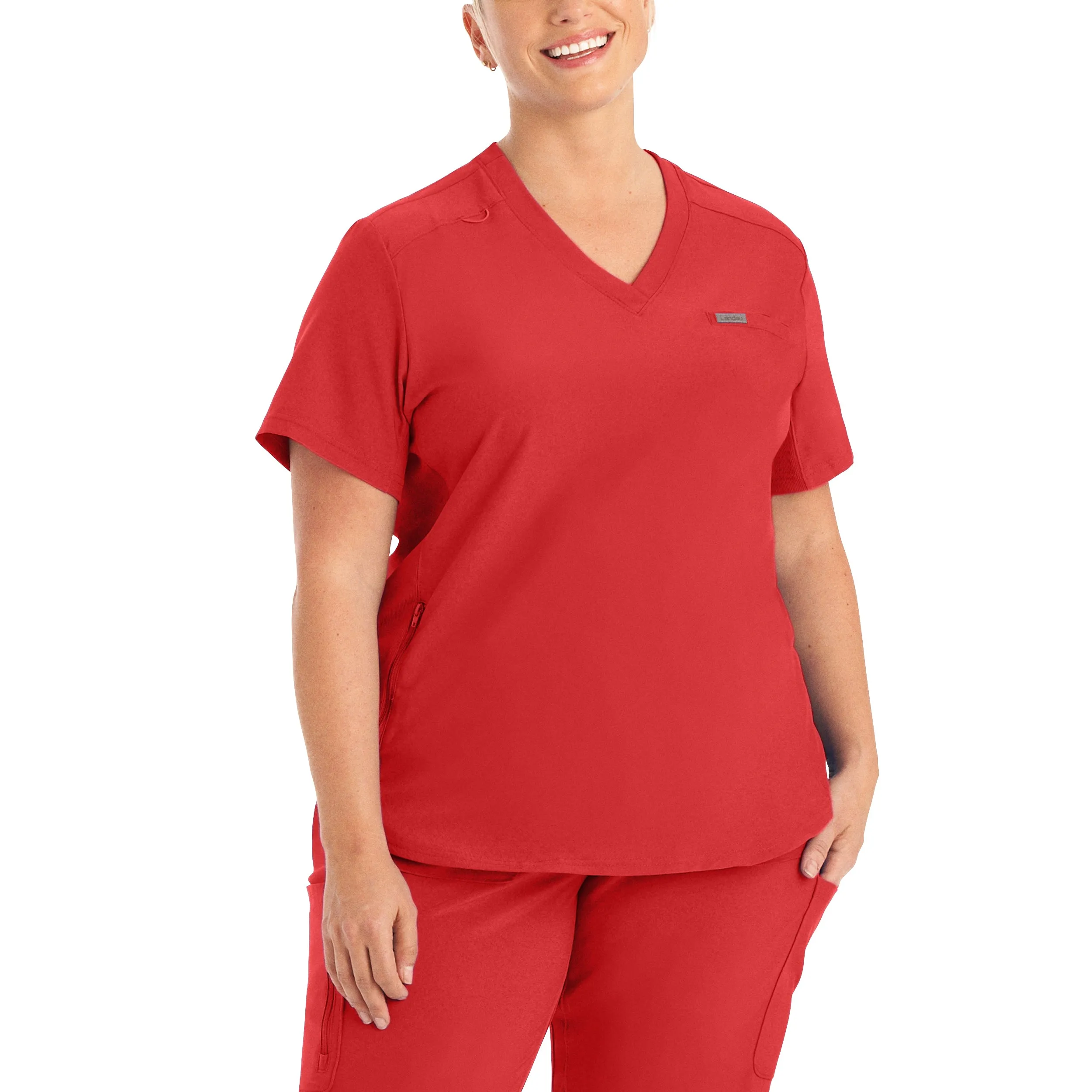 Forward LT101 Women's 2 Pocket V Neck Scrub Top Red