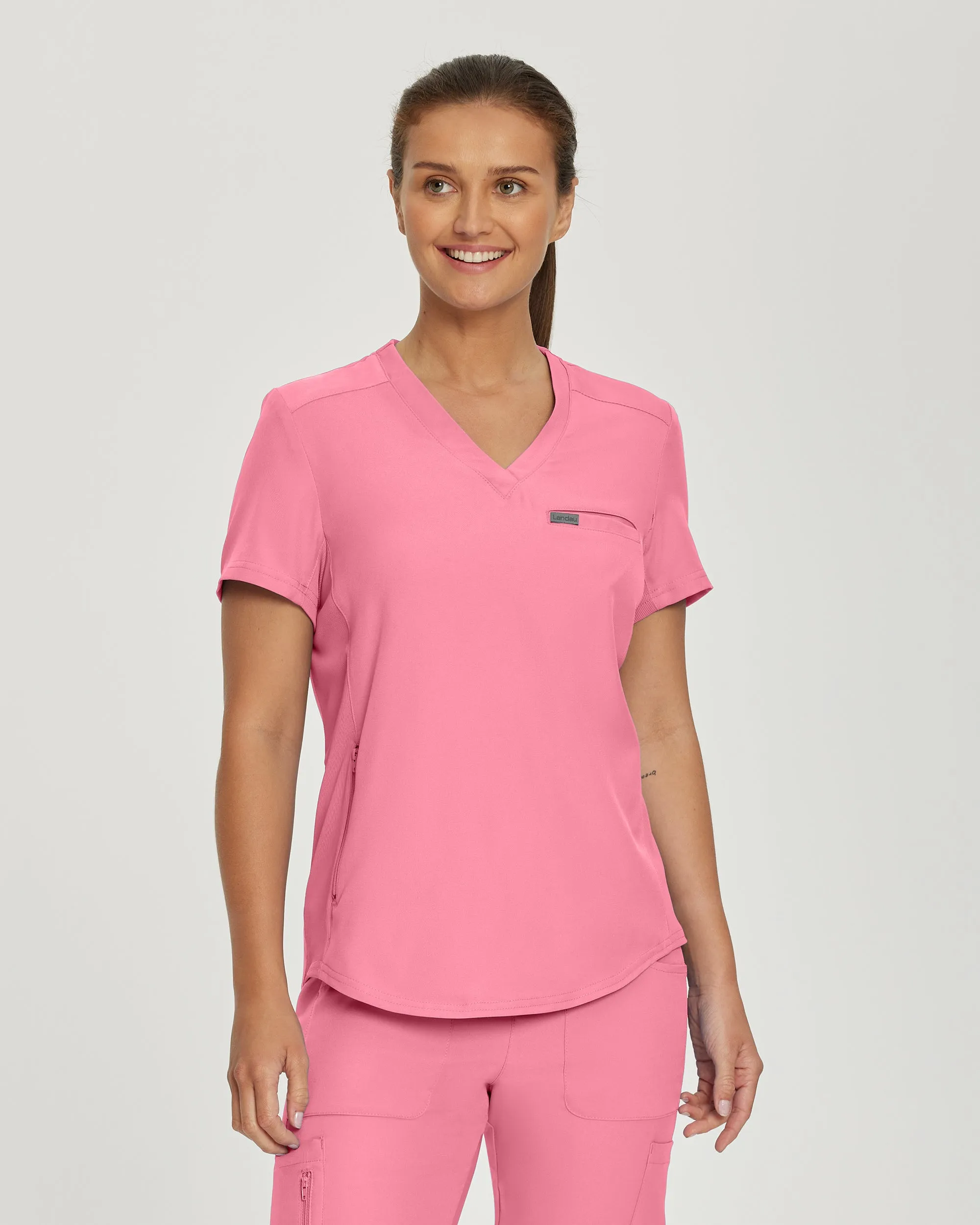 Forward LT101 Women's 2 Pocket V Neck Scrub Top Rose Quartz