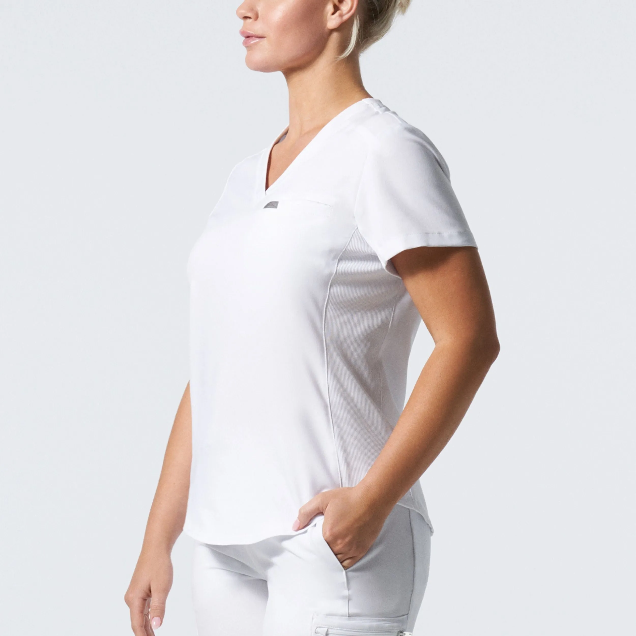 Forward LT101 Women's 2 Pocket V Neck Scrub Top White