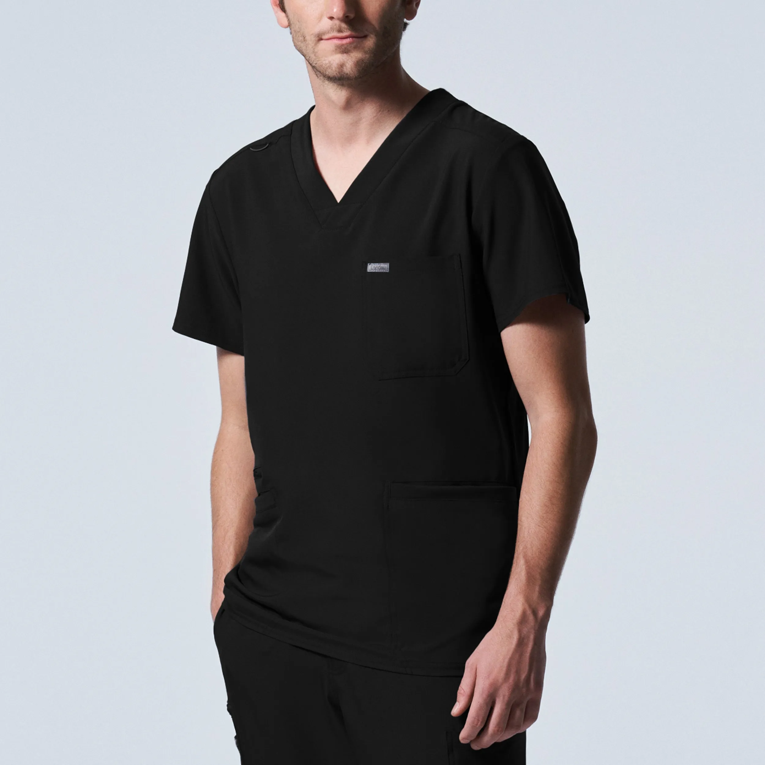 Forward LT110 Men's 4 Pocket V Neck Scrub Top Black