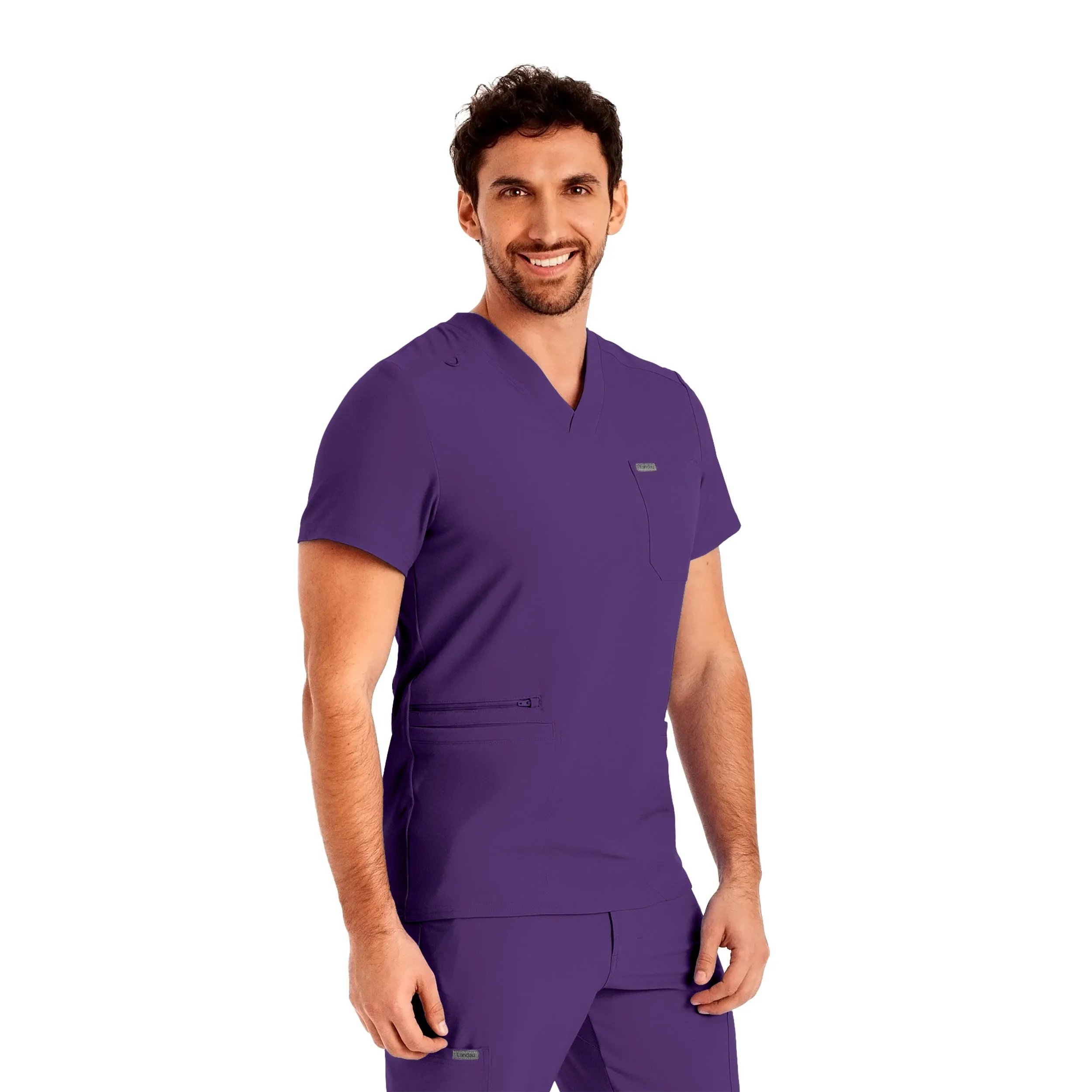 Forward LT110 Men's 4 Pocket V Neck Scrub Top Eggplant
