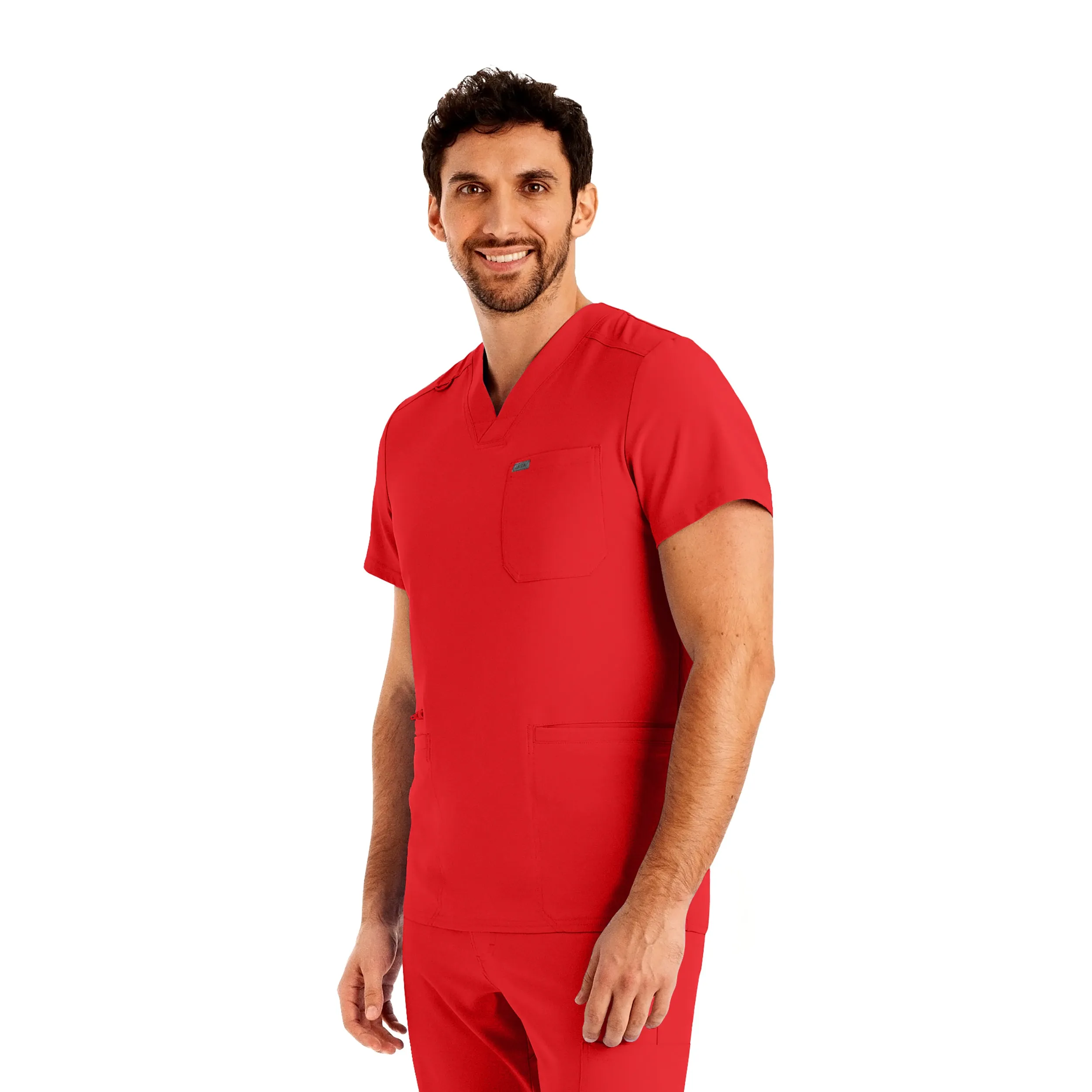 Forward LT110 Men's 4 Pocket V Neck Scrub Top Red