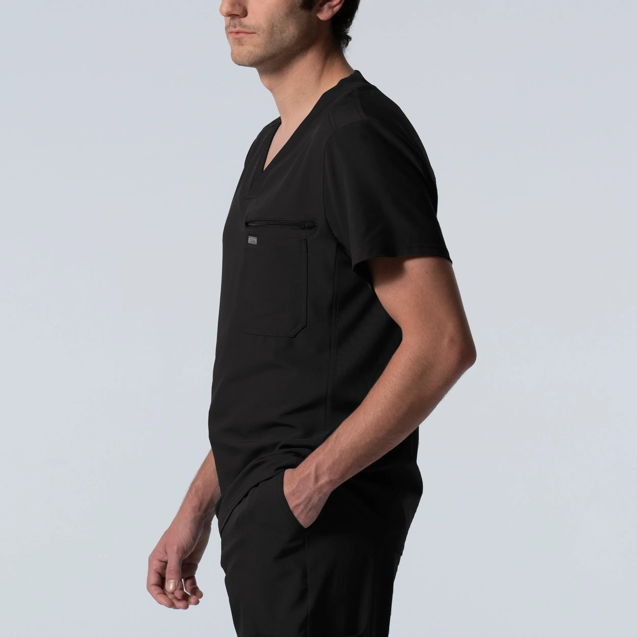 Forward LT111 Men's 2 Pocket V Neck Scrub Top Black