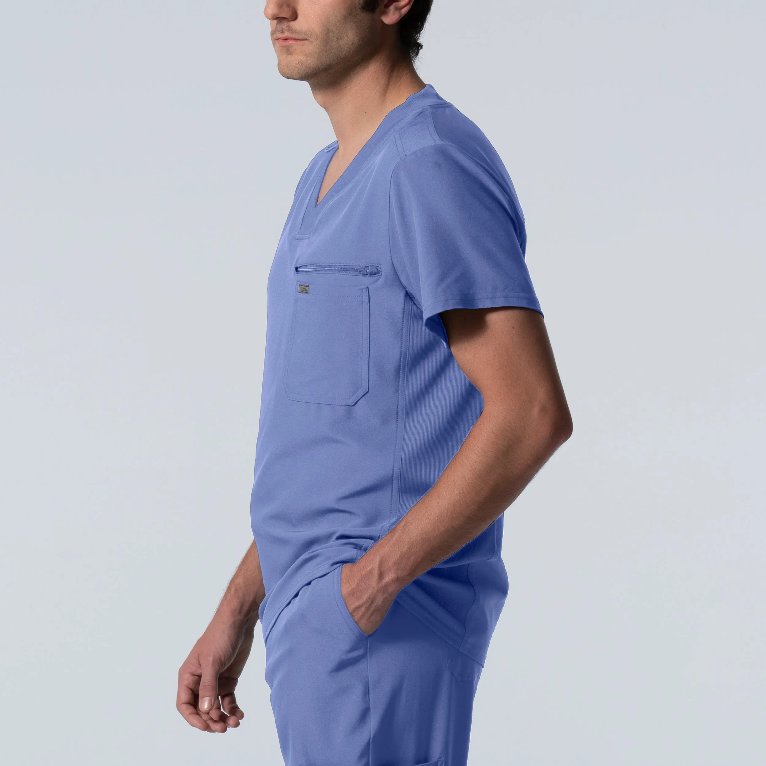 Forward LT111 Men's 2 Pocket V Neck Scrub Top Ceil Blue