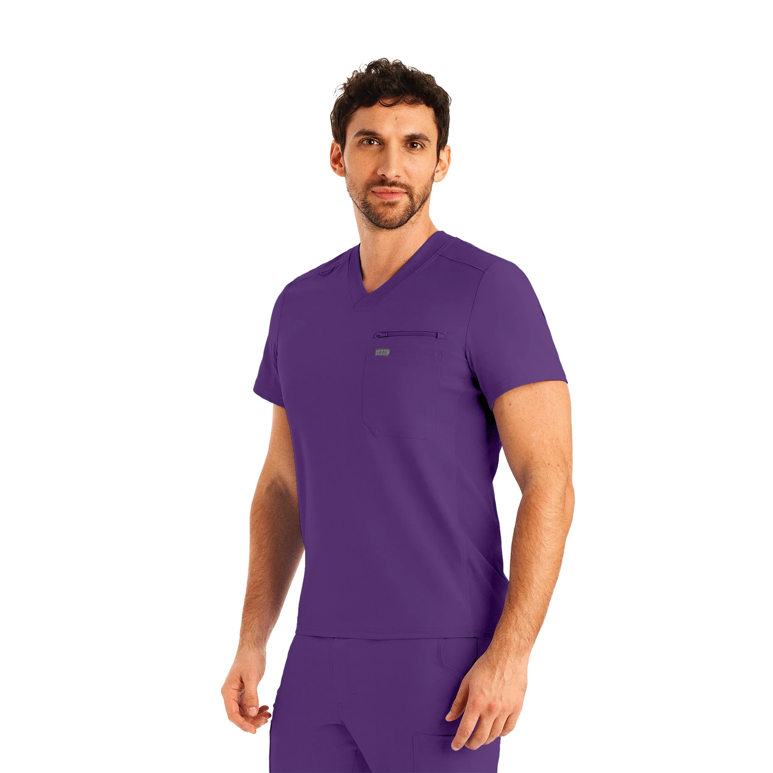 Forward LT111 Men's 2 Pocket V Neck Scrub Top Eggplant