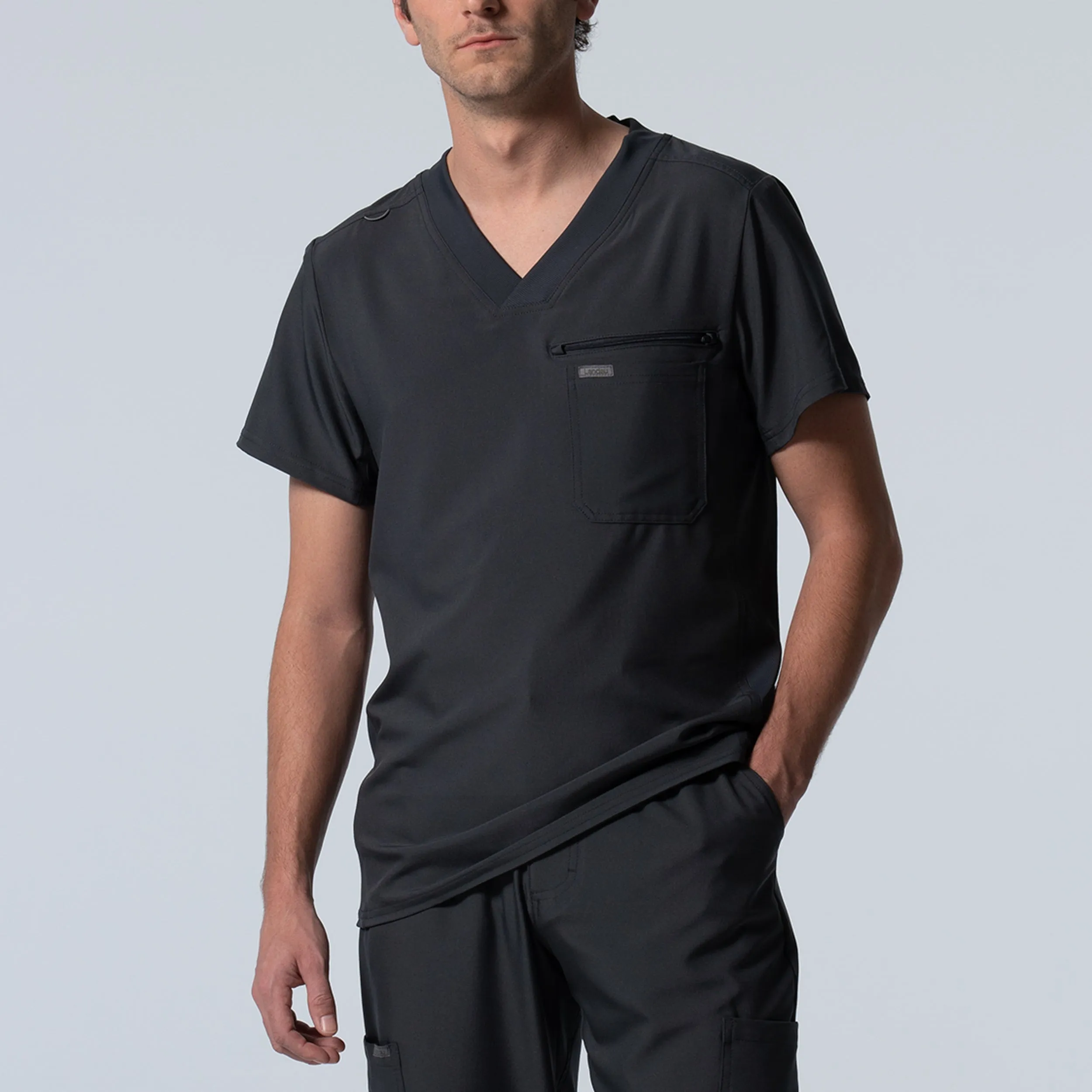 Forward LT111 Men's 2 Pocket V Neck Scrub Top Pewter