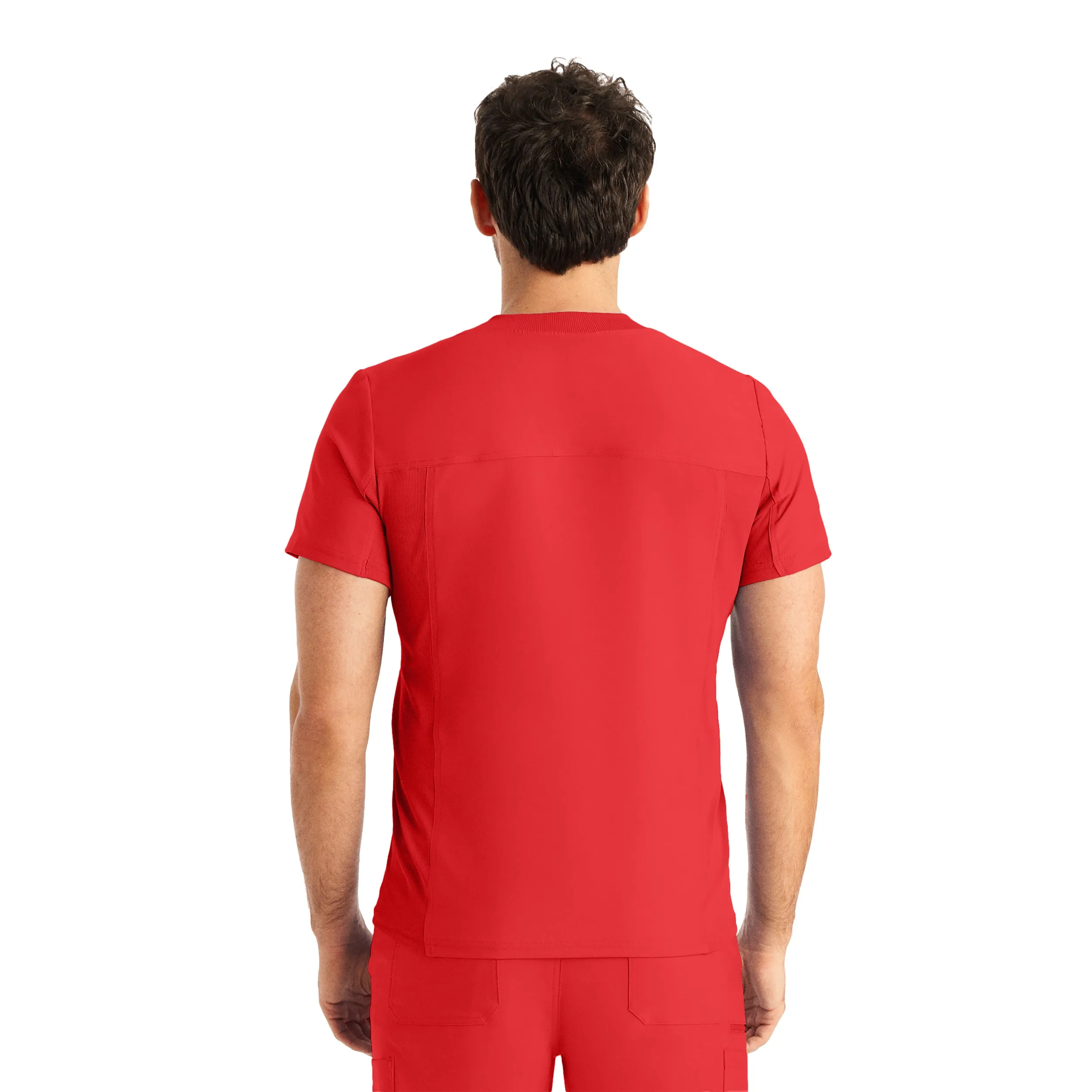 Forward LT111 Men's 2 Pocket V Neck Scrub Top Red