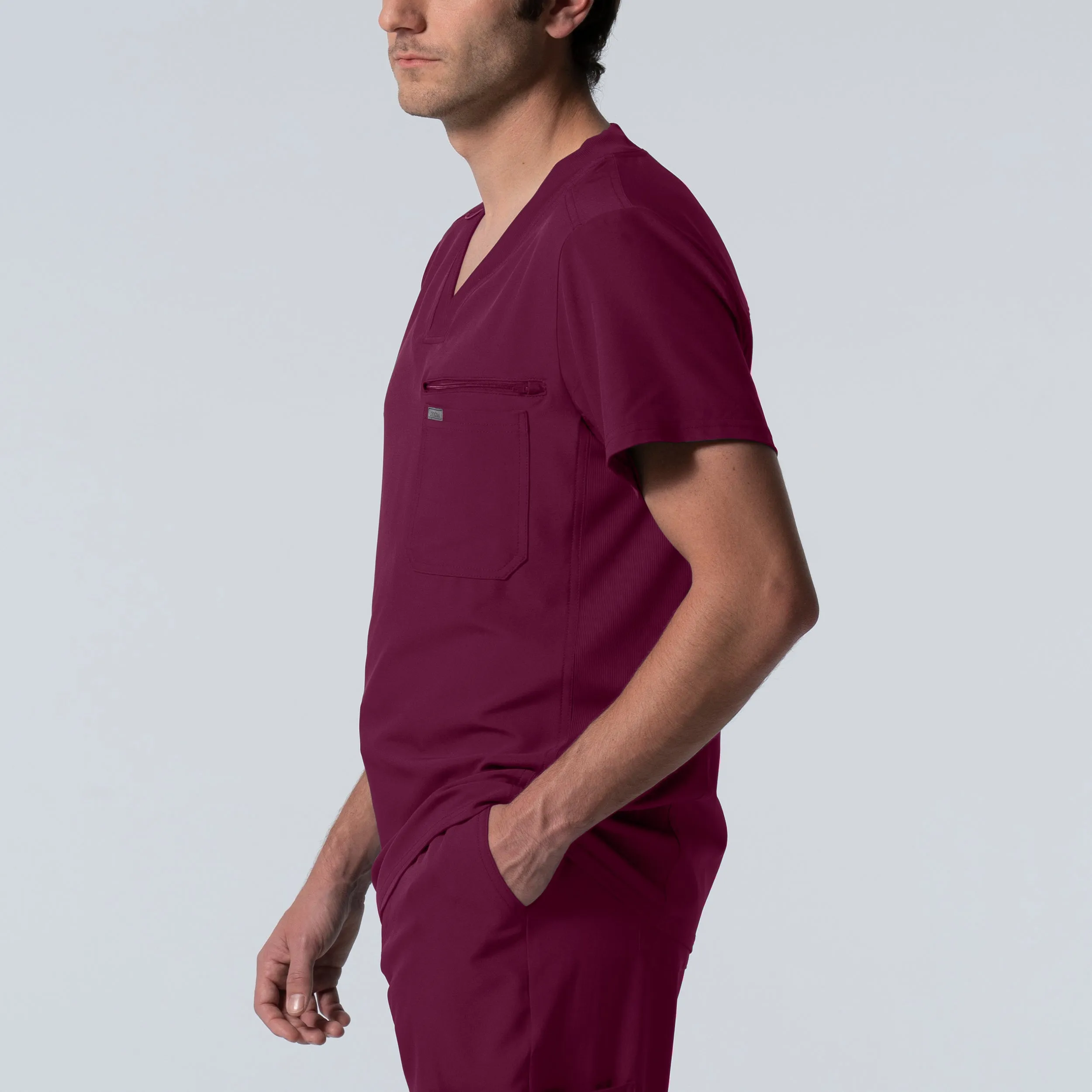 Forward LT111 Men's 2 Pocket V Neck Scrub Top Wine