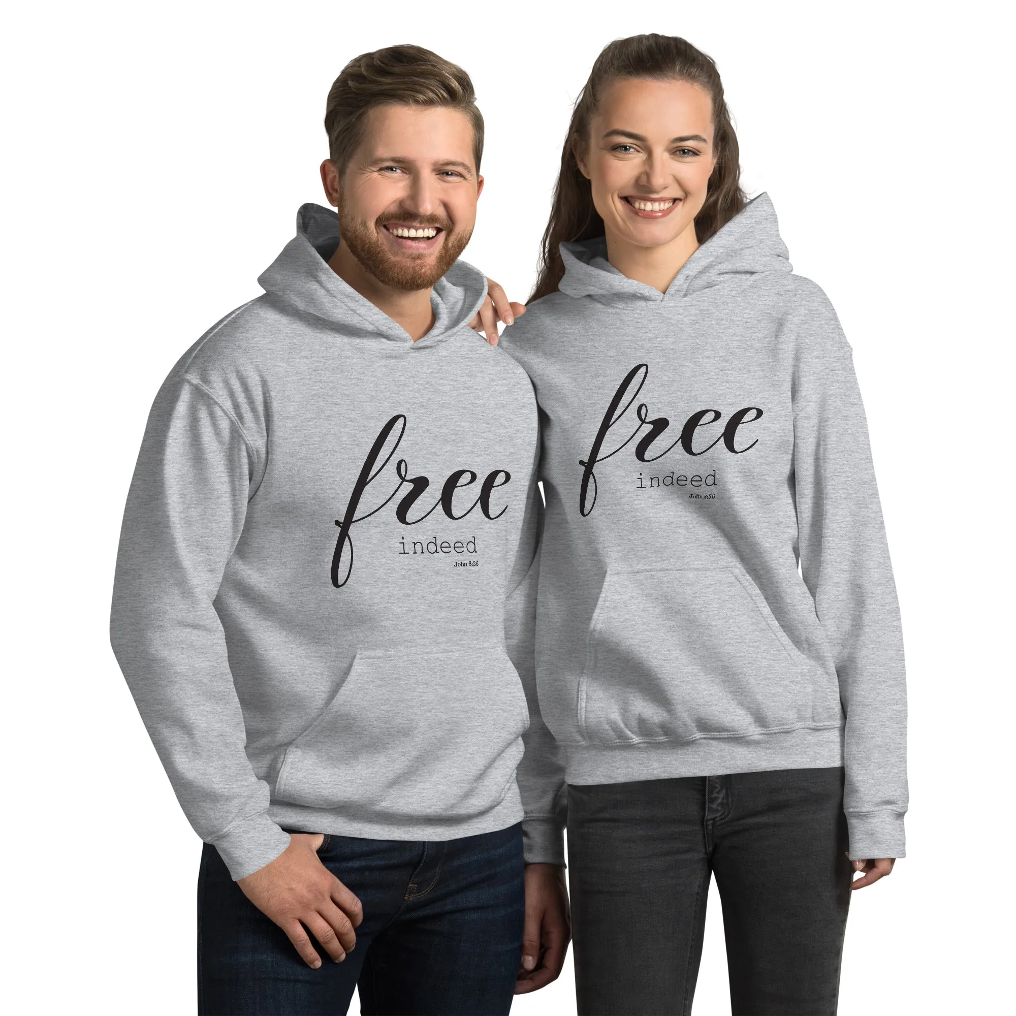 Free Indeed John 8:36 Bible Verse Unisex Fleece Christian Hoodie