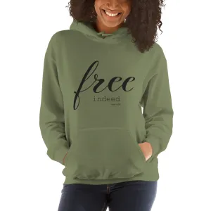 Free Indeed John 8:36 Bible Verse Unisex Fleece Christian Hoodie