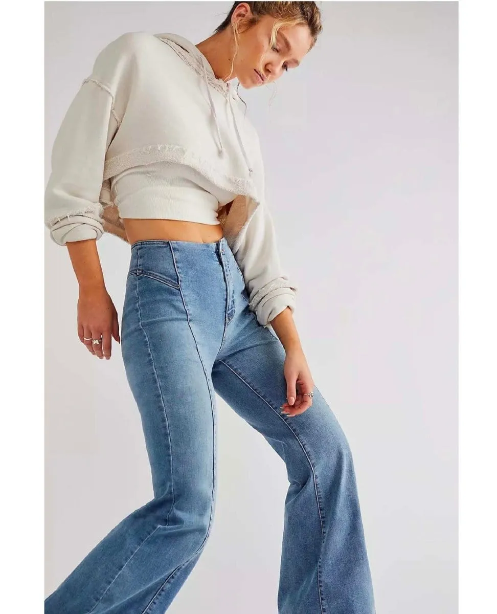 Free People Curvy Wild Honey Flare Jean in Light Wash
