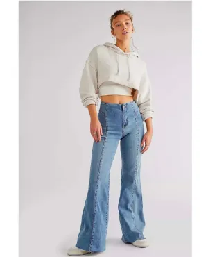 Free People Curvy Wild Honey Flare Jean in Light Wash