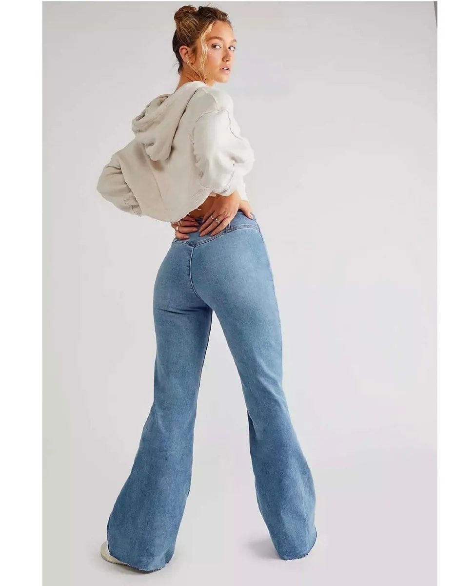 Free People Curvy Wild Honey Flare Jean in Light Wash