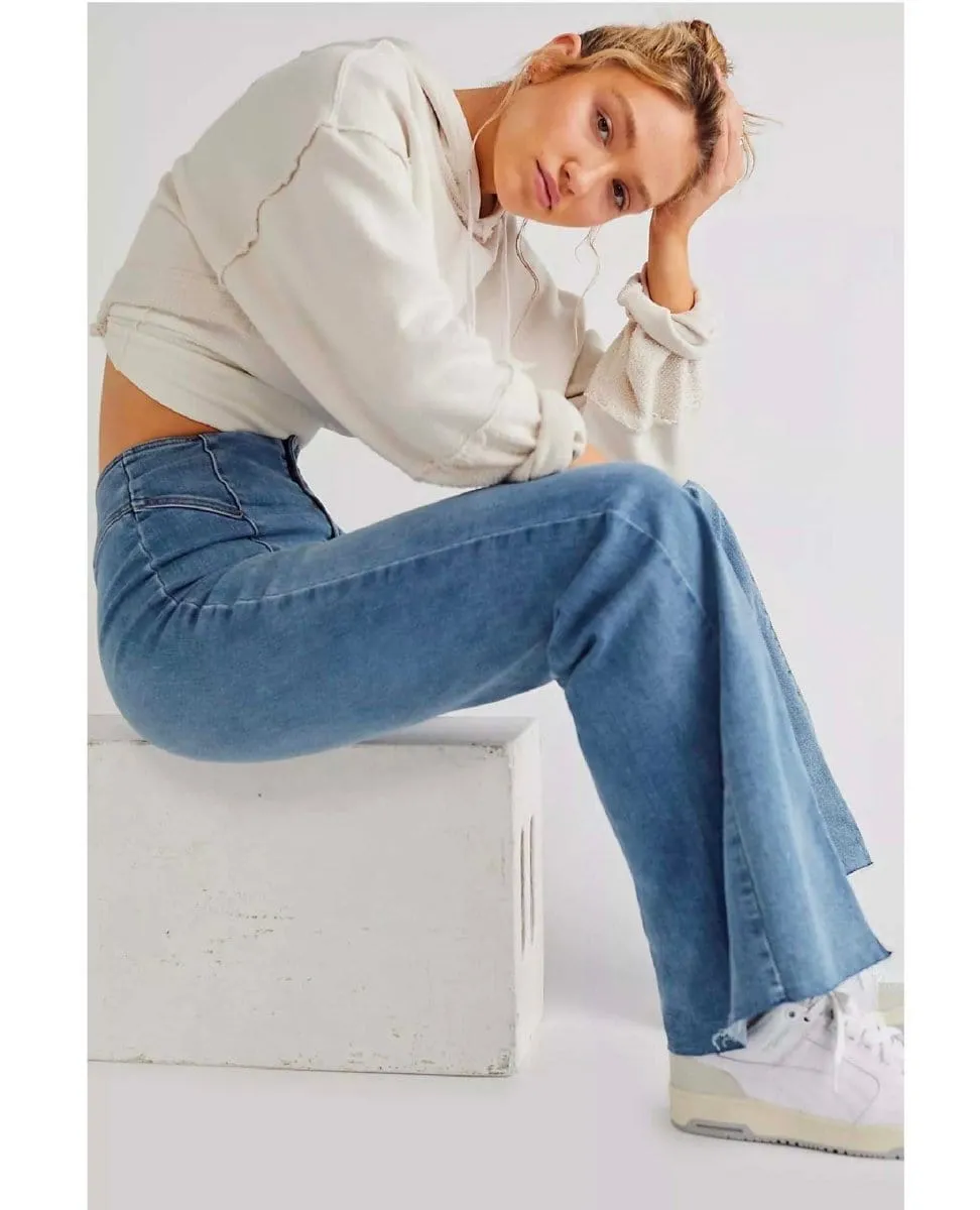 Free People Curvy Wild Honey Flare Jean in Light Wash
