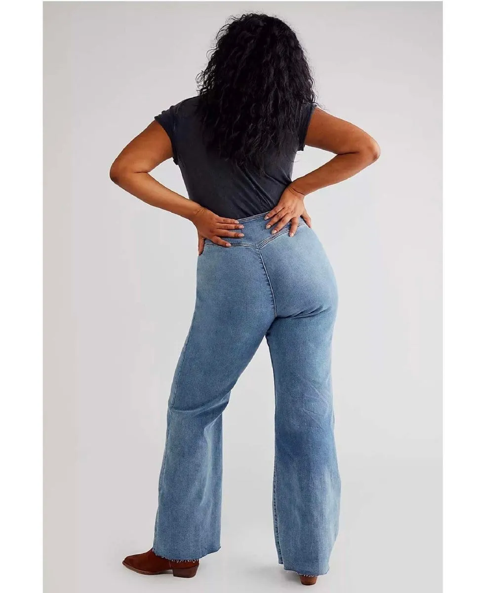 Free People Curvy Wild Honey Flare Jean in Light Wash