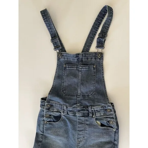Free People Distressed‎ Blue Denim Overalls Medium Wash Size 26