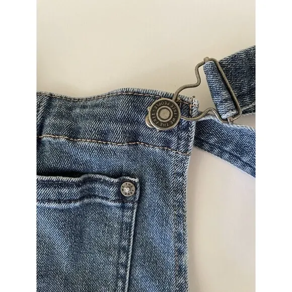 Free People Distressed‎ Blue Denim Overalls Medium Wash Size 26