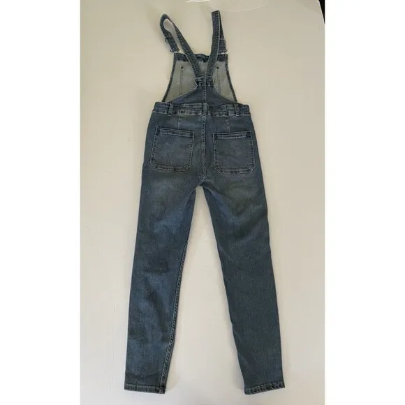 Free People Distressed‎ Blue Denim Overalls Medium Wash Size 26