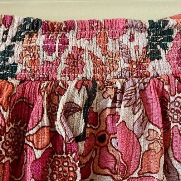 FREE PEOPLE Ellie Mini‎ Skort Skirt-Shorts Sand Combo Pink Floral Boho Size XS