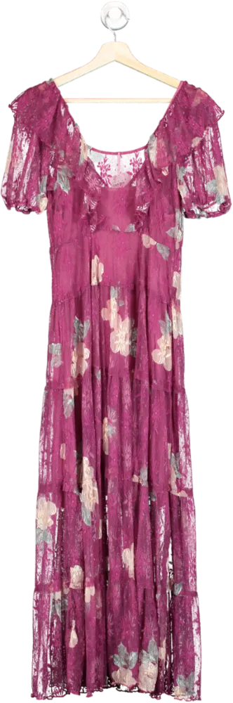 Free People Misty Plum Lace Maxi Dress XS