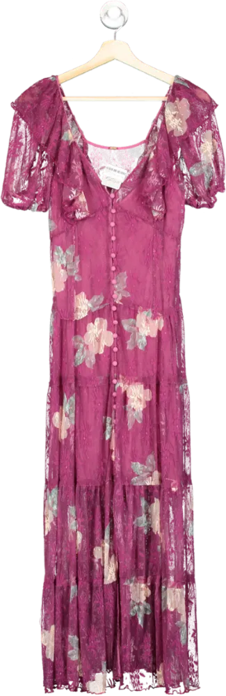 Free People Misty Plum Lace Maxi Dress XS