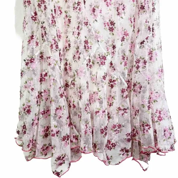Free People “Talk That Talk” Half Slip Floral Embroidered Sheer Skirt L