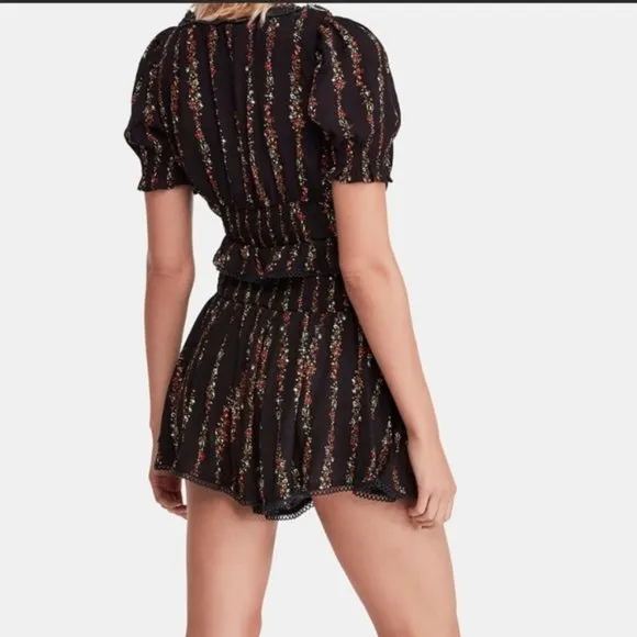 FREE PEOPLE Wild Love 2 Piece Short Set Black Combo