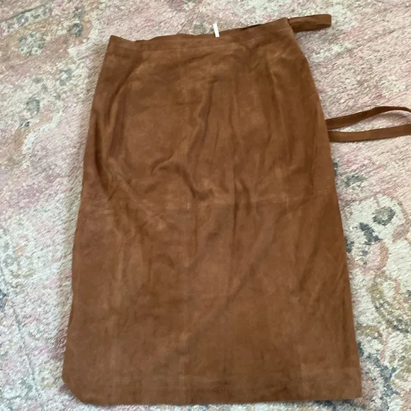 Free People Women's Brown Goat Leather Wrap Skirt Size 4
