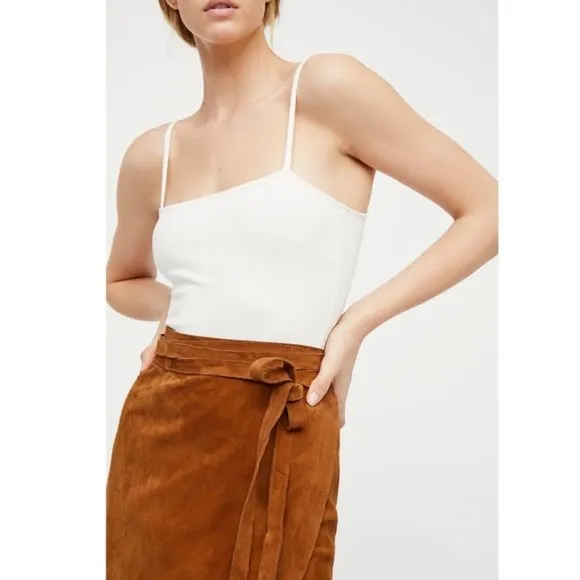 Free People Women's Brown Goat Leather Wrap Skirt Size 4