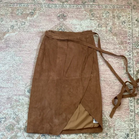 Free People Women's Brown Goat Leather Wrap Skirt Size 4