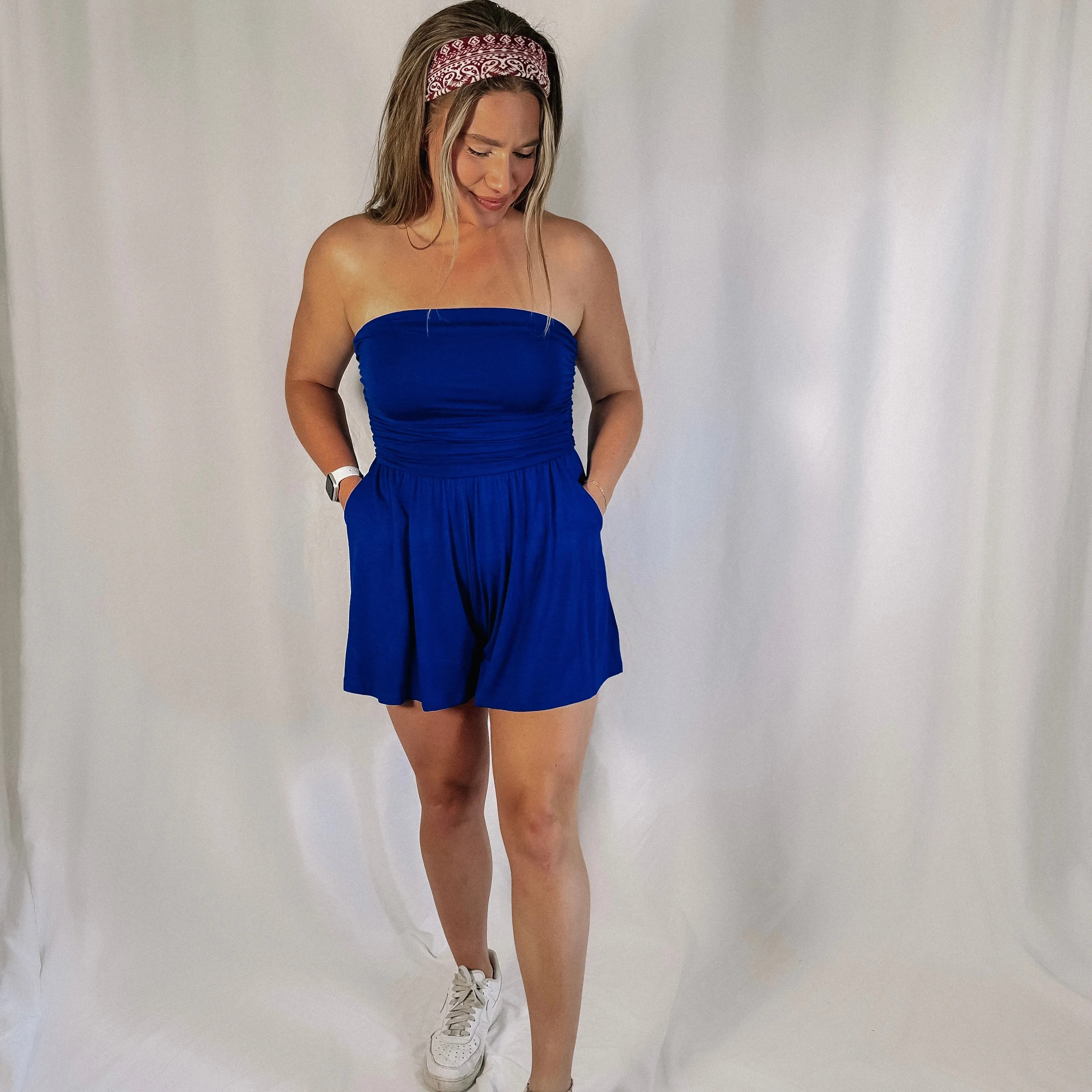 Freedom Strapless Romper - Blue - LAST ONE